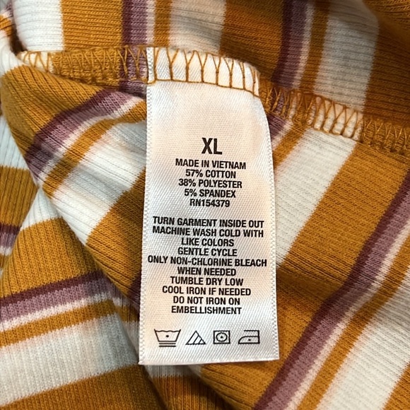 NWT Aero Seriously Soft Bodycon Top XL Off Shoulder Striped Y2K Boho Orange Crop - Picture 8 of 9